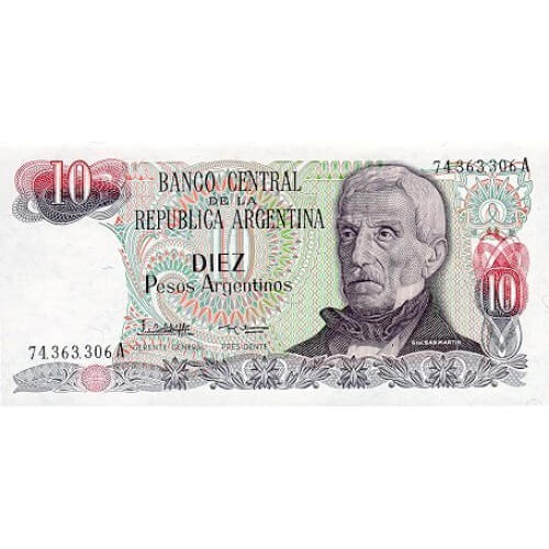 1983/4 - Argentina  P313a  billete de 10 Pesos