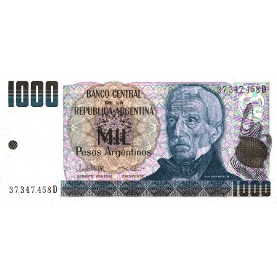 1984 - Argentina P317b 1,000 Pesos banknote 1984 - Argentina P317b 1,000 Pesos banknote