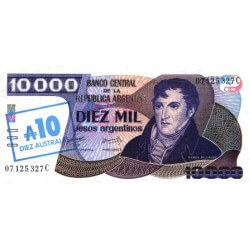 1985 - Argentina P322c 10 Australes / 10,000 Pesos banknote