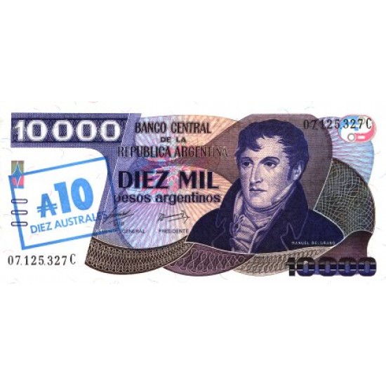 1985 - Argentina P322c 10 Australes / 10,000 Pesos banknote 1985 - Argentina P322c 10 Australes / 10,000 Pesos banknote