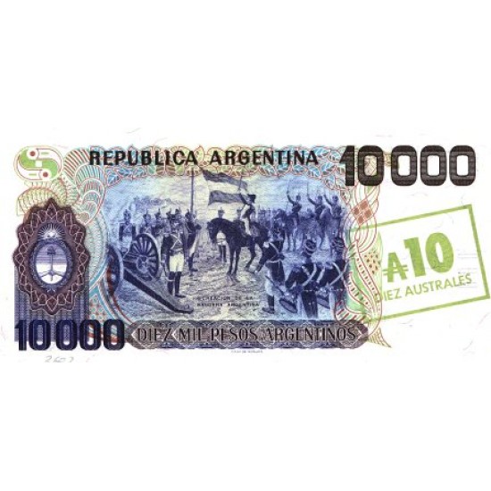 1985 - Argentina P322c 10 Australes / 10,000 Pesos banknote 1985 - Argentina P322c 10 Australes / 10,000 Pesos banknote