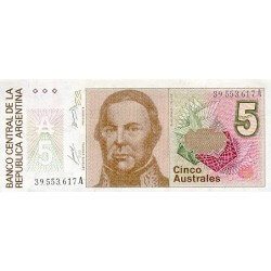 1985/9 - Argentina  P324b 5 Australes  banknote