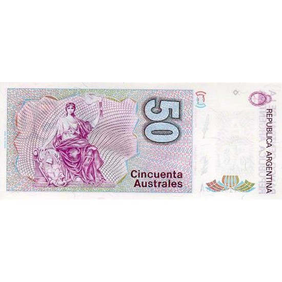 1989 - Argentina P326b 50 Australes banknote 1989 - Argentina P326b 50 Australes banknote