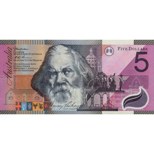 2001 - Australia P56a billete de 5 Dólares de polímero