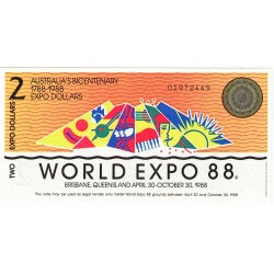 1988 -  Australia Expo 88 2 Dollars banknote
