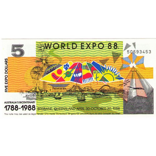 1988 - Australia Expo 88 Billete de 5 Dólares