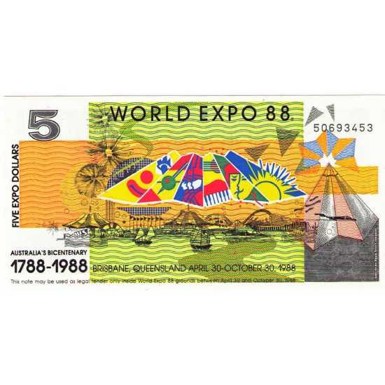 1988 - Australia Expo 88 5 Dollars banknote 1988 - Australia Expo 88 5 Dollars banknote