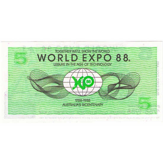 1988 - Australia Expo 88 5 Dollars banknote 1988 - Australia Expo 88 5 Dollars banknote