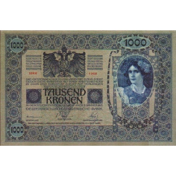 1902 - Austria P8a  1,000  Kronen  banknote