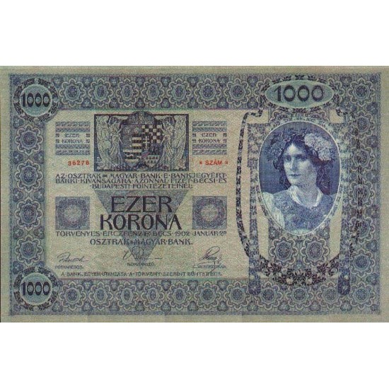 1902 - Austria P8a 1,000 Kronen banknote 1902 - Austria P8a 1,000 Kronen banknote