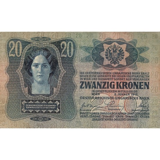 1913 - Austria PIC 14 20 kronen banknote 1913 - Austria PIC 14 20 kronen banknote