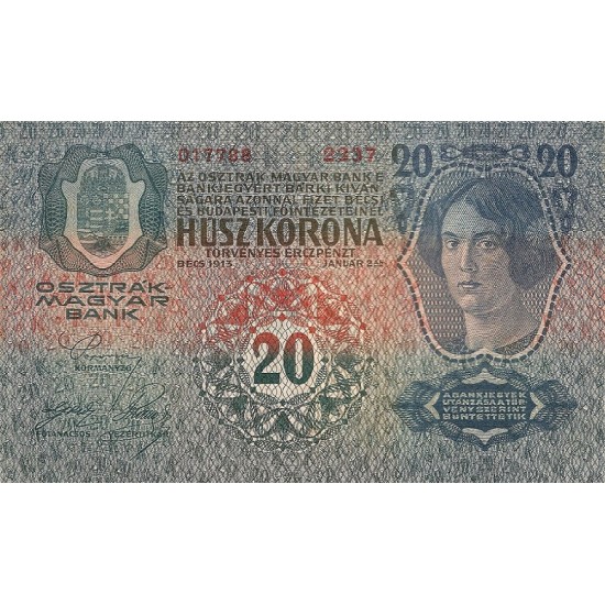 1913 - Austria PIC 14 20 kronen banknote 1913 - Austria PIC 14 20 kronen banknote
