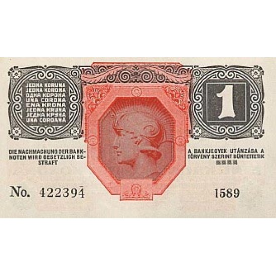 1919 - Austria P49 1 Krone banknote 1919 - Austria P49 1 Krone banknote