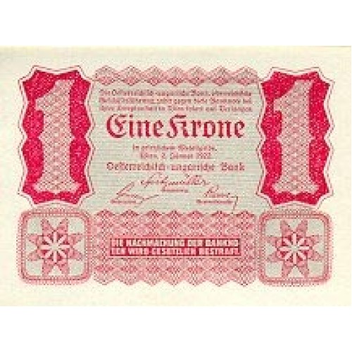 1922 - Austria P73 billete de 1 Krone