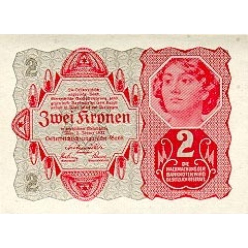 1922 - Austria P74 billete de 2 Krone