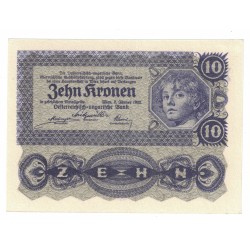 1922 - Austria P75 billete de 10 Kronen EBC