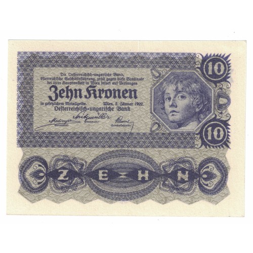 1922 - Austria P75 10 Kronen banknote XF