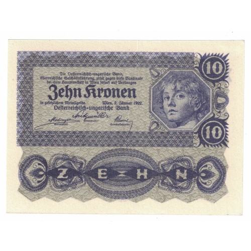 1922 - Austria P75 billete de 10 Kronen EBC