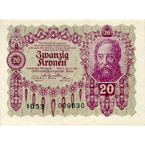 1922 - Austria P76 20 Kronen Banknote 1922 - Austria P76 20 Kronen Banknote