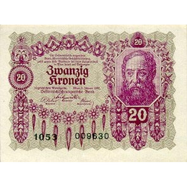 1922 - Austria P76 20 Kronen Banknote