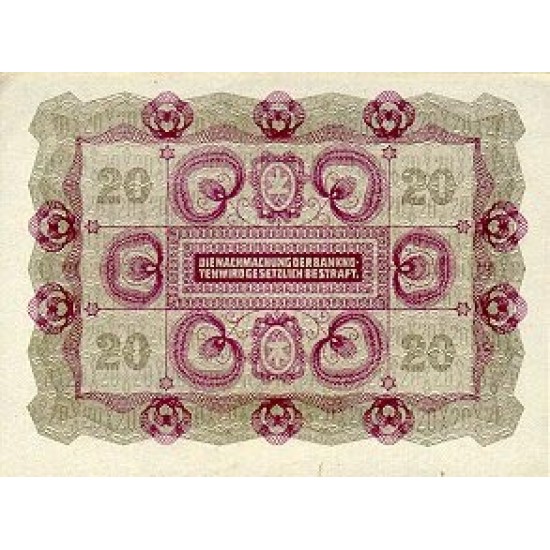 1922 - Austria P76 20 Kronen Banknote 1922 - Austria P76 20 Kronen Banknote