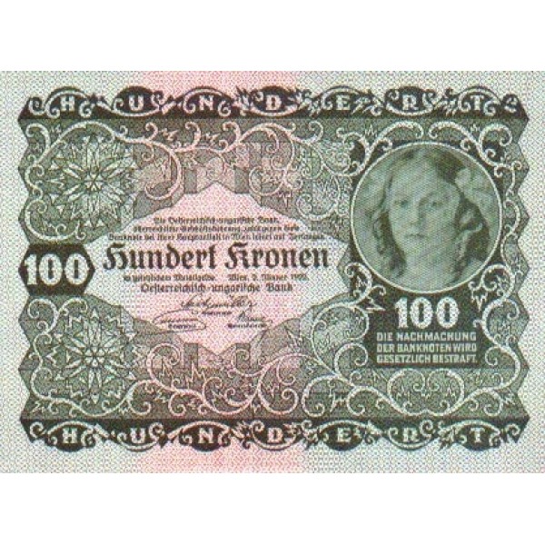 1922 - Austria P77 100 Kronen banknote