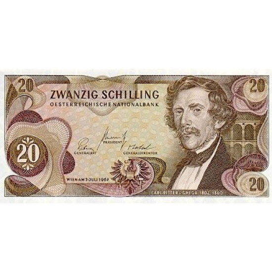 1968 - Austria P142 20 Shillings Banknote 1968 - Austria P142 20 Shillings Banknote
