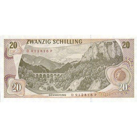 1968 - Austria P142 20 Shillings Banknote 1968 - Austria P142 20 Shillings Banknote
