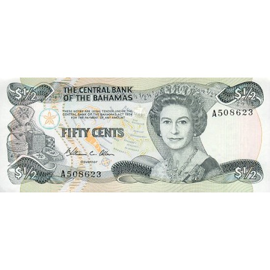 1984 - Bahamas P42 50 Cents banknote 1984 - Bahamas P42 50 Cents banknote