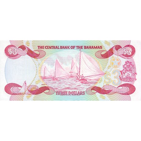 1984 - Bahamas P44 3 Dollars banknote 1984 - Bahamas P44 3 Dollars banknote
