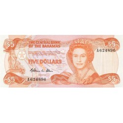 1984 - Bahamas P45b 5 Dollars banknote