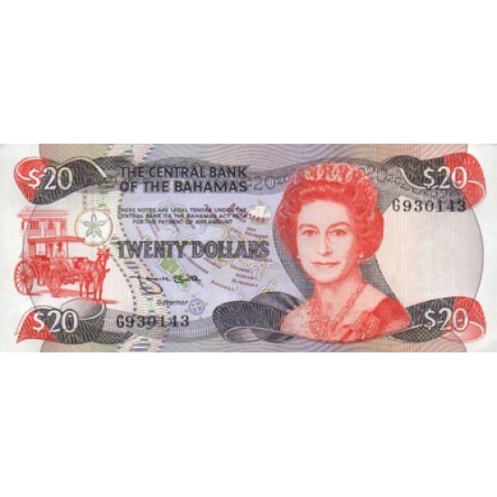 1984 - Bahamas P47b 20 Dollars banknote 1984 - Bahamas P47b 20 Dollars banknote