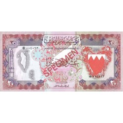 1973L - Bahrain pic 10s billete de 20 Dinars Especimen