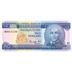 1986 - Barbados P36 2 Dollars banknote
