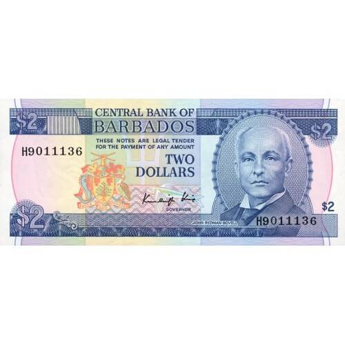 1986 - Barbados P36 billete de 2 Dólares