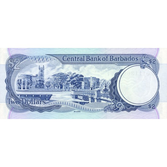 1986 - Barbados P36 2 Dollars banknote 1986 - Barbados P36 2 Dollars banknote