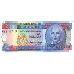 1995 - Barbados P46  2 Dollars banknote