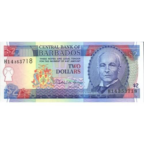 1995 - Barbados P46  2 Dollars banknote