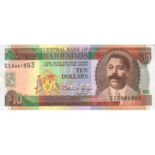 1995 - Barbados P48 10 Dollars banknote