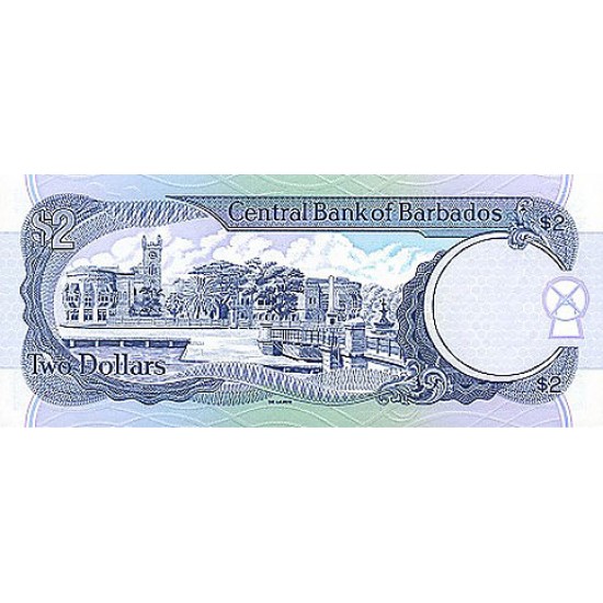 1988 - Barbados P54b 2 Dollars banknote 1988 - Barbados P54b 2 Dollars banknote