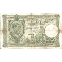 1943 - Belgium P110 1000 Francs Banknote F 1943 - Belgium P110 1000 Francs Banknote F