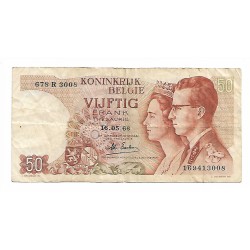 1966 - Belgium P130 50 Francs Banknote F