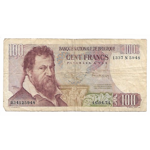 1962-75 - Bélgica P134b billete de 100 Francos BC