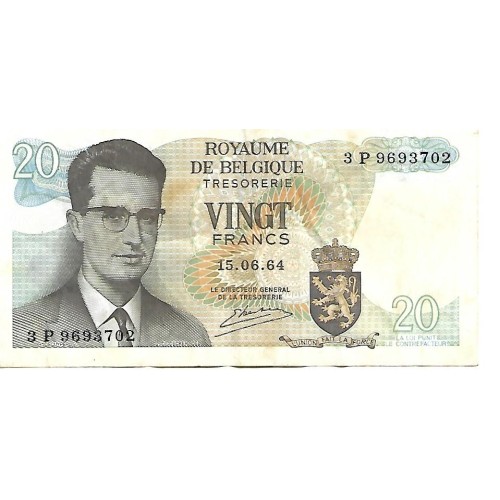 1964 - Belgium P138 20 Francs Banknote VF