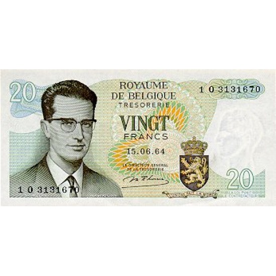1964 - Belgium P138 20 Francs Banknote 1964 - Belgium P138 20 Francs Banknote