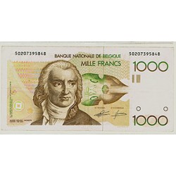 1989 - Belgium P144a 1,000 Francs Banknote