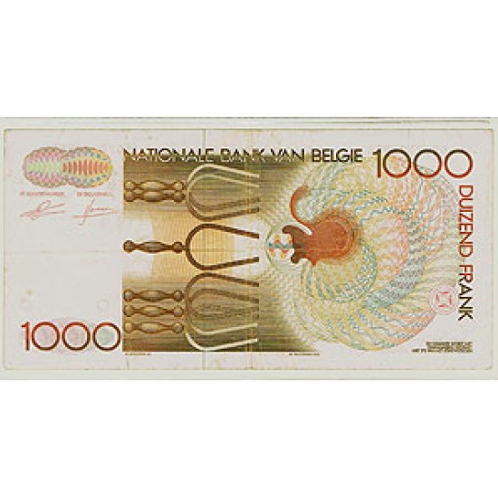 1989 - Belgium P144a 1,000 Francs Banknote 1989 - Belgium P144a 1,000 Francs Banknote