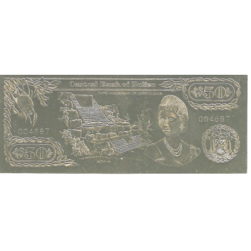 1984 - Belize P-CS1 billete de 50 Dólares GOLD S/C