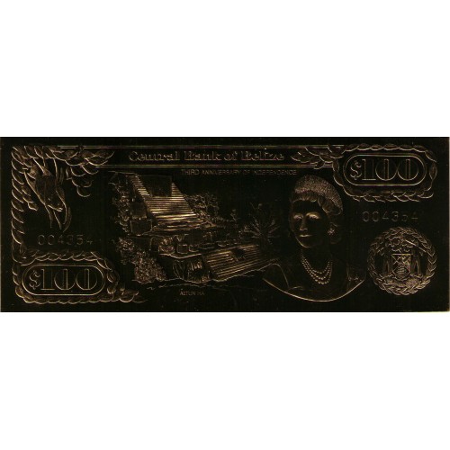 1984 - Belize P-CS1 billete de 100 Dólares GOLD