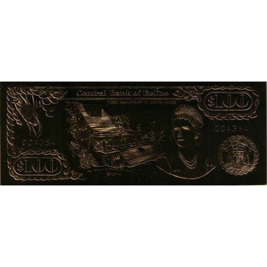 1984 - Belize P-CS1 100 Dollars GOLD banknote 1984 - Belize P-CS1 100 Dollars GOLD banknote
